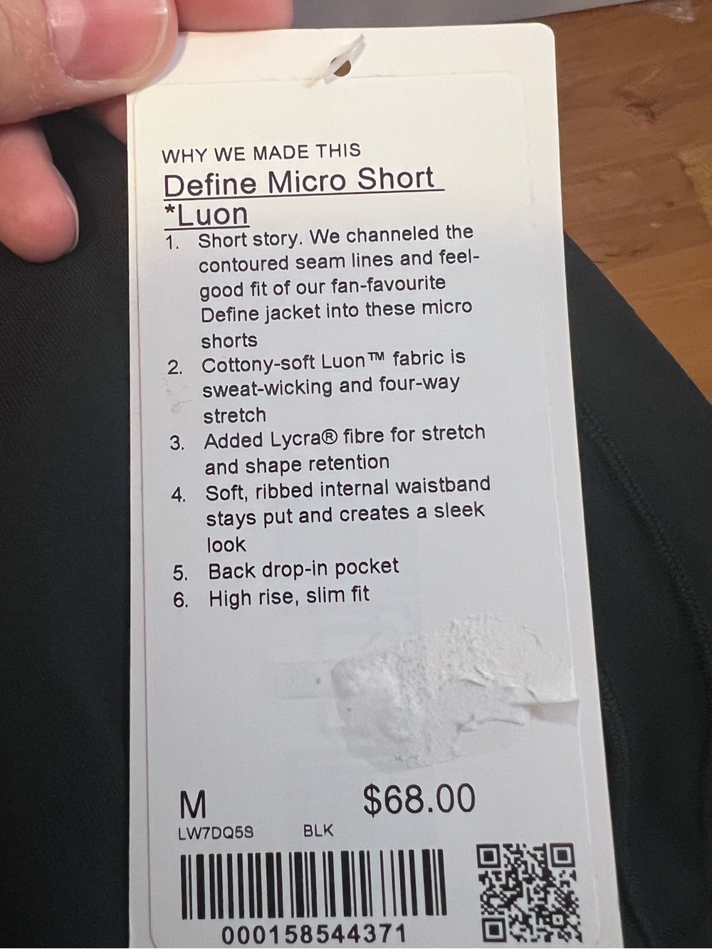 #755 Lululemon Define Micro Short Luon Black Size M NWT Sold Out Medium Rare - Picture 4 of 4